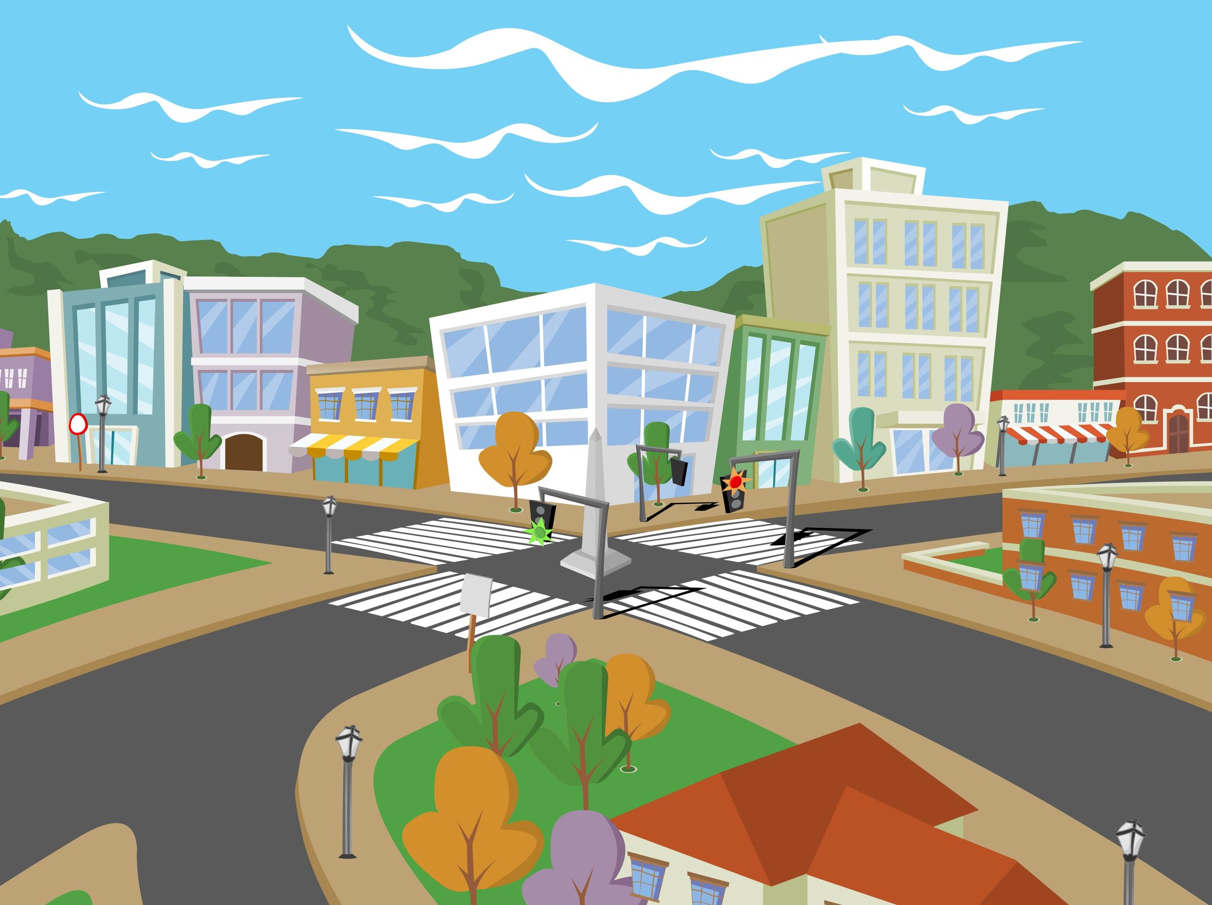 18452389 – colorful cartoon city with houses and buildings 18452389 – colorful cartoon city with houses and buildings